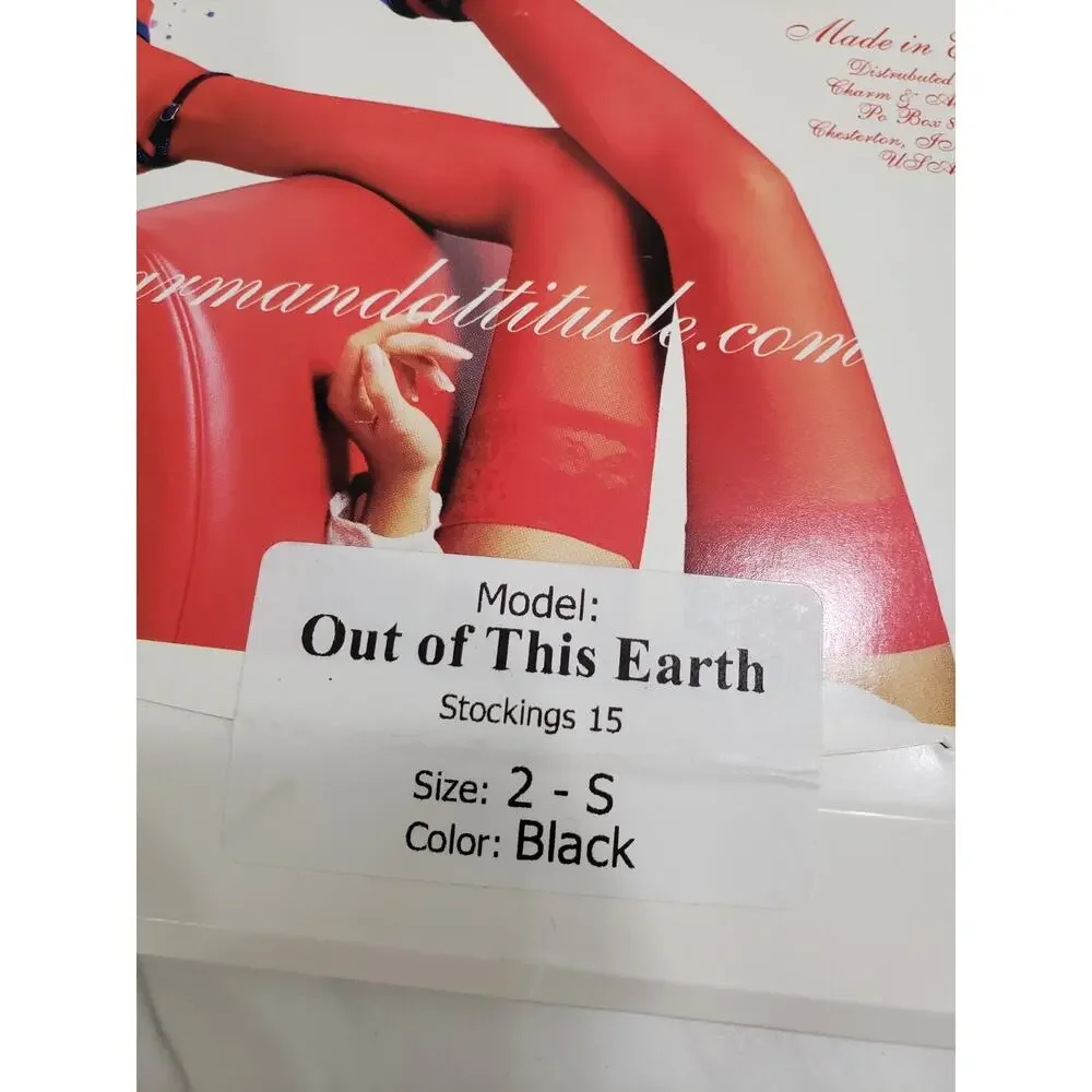 NEW 3 PAIR‎ - BLACK Charm and Attitude Sheer Thigh High Stockings Tights Small